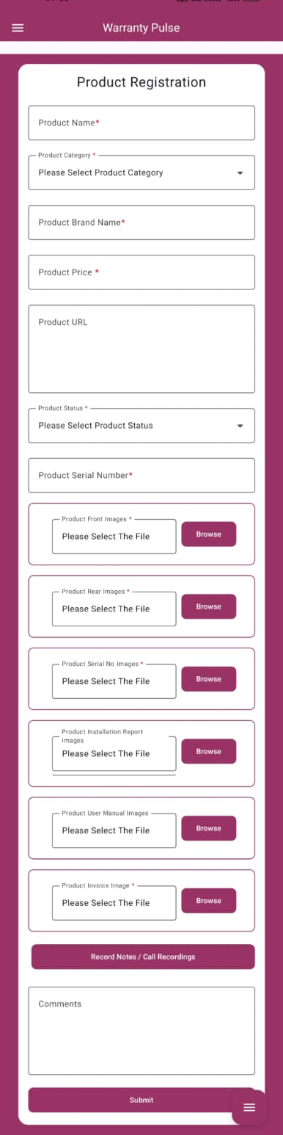 Warranty Pulse to track Warranty