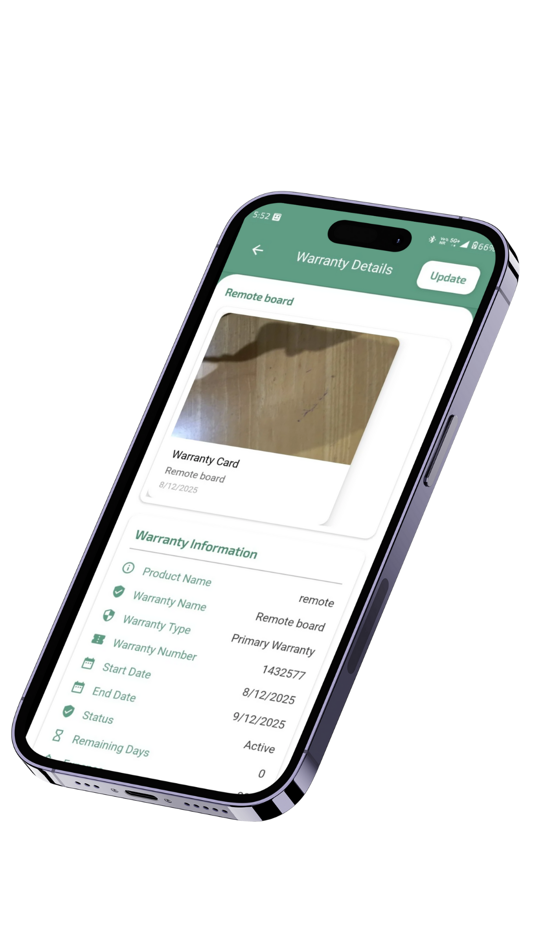 Warranty Details Interface